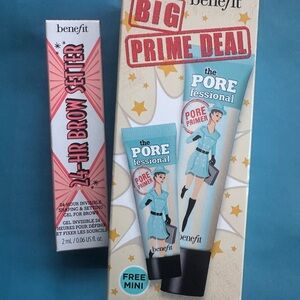 Benefit Big Prime Deal Set with POREfessional and Brow Setter gift set  pink bag